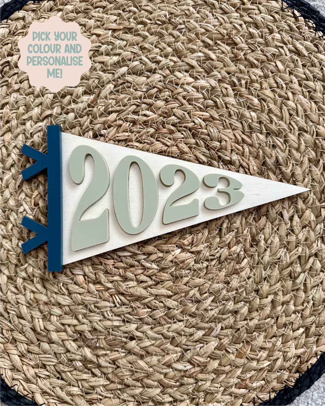 Custom Colour Mini Pennant Flag with Year