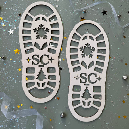Santa Footprint Wooden Stencils