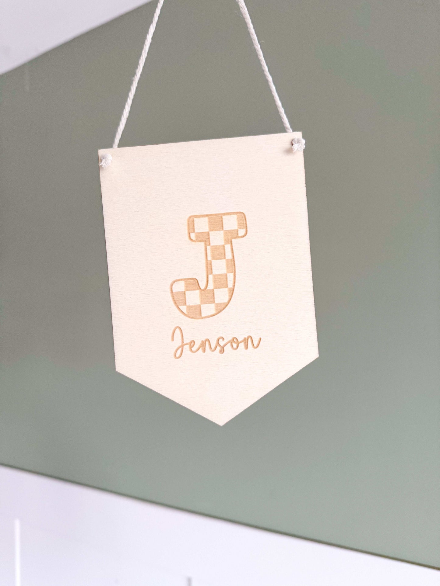 Personalised Checkered Initial Mini Pennant Flag