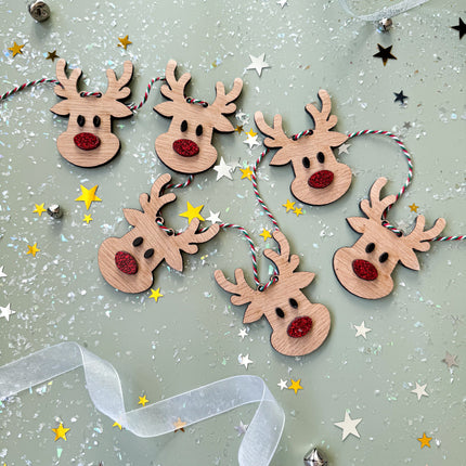 Wooden Reindeer Garland