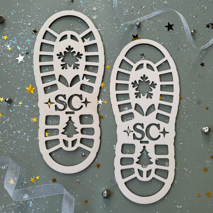 Santa Footprint Wooden Stencils