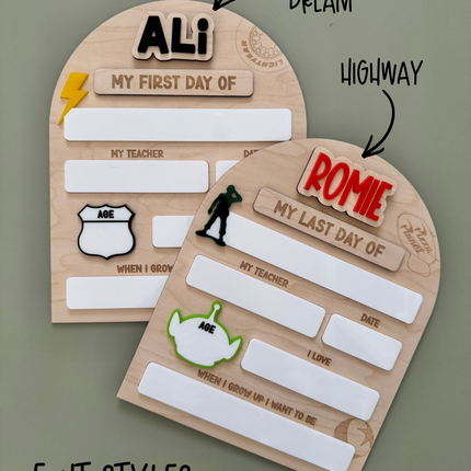 Cars Personalised First Day/Last Day School Board