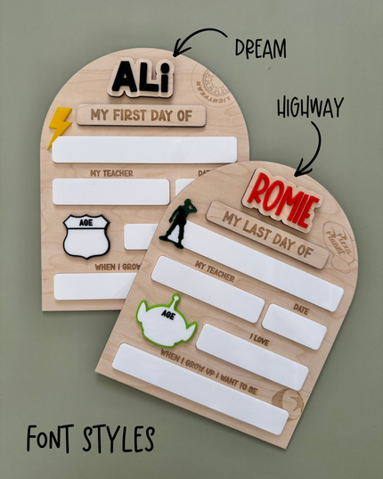 Cars Personalised First Day/Last Day School Board