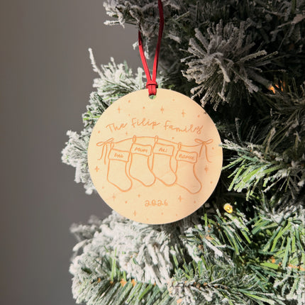 Personalised Family Stocking Christmas Decoration
