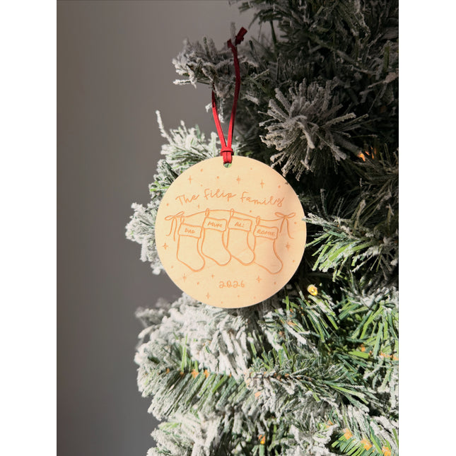 Personalised Family Stocking Christmas Decoration