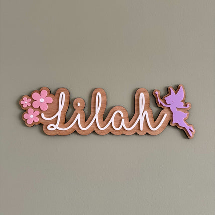 Flowers & Fairy Name Plaque