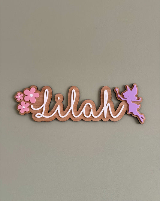 Flowers & Fairy Name Plaque