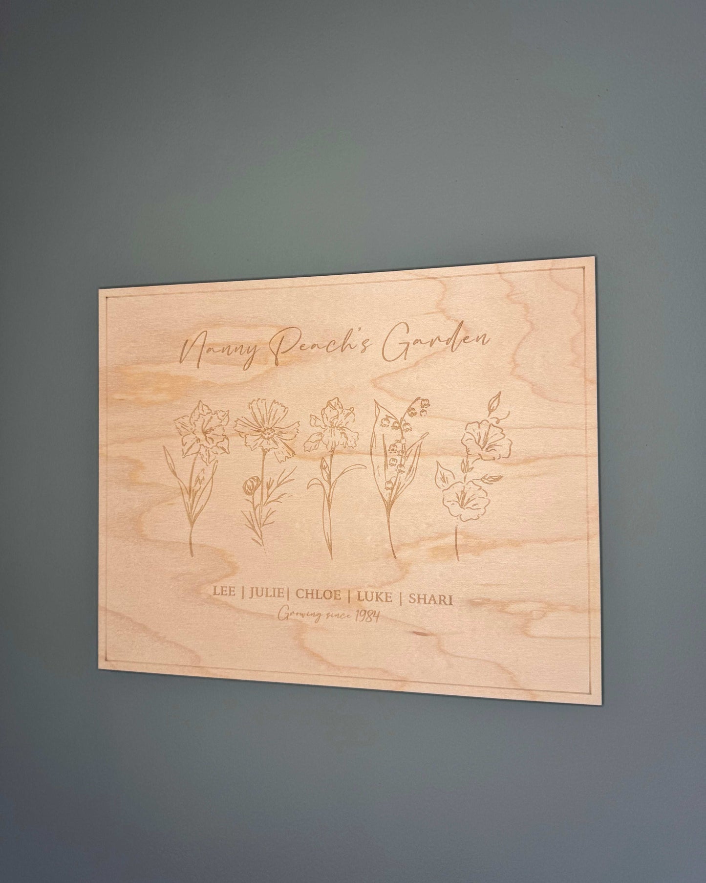 Personalised Birth Flower Plaque