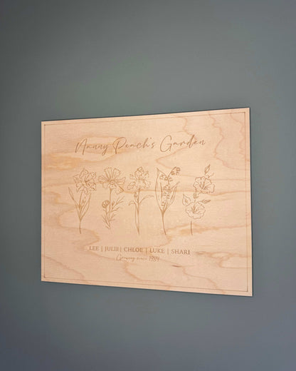 Personalised Birth Flower Plaque