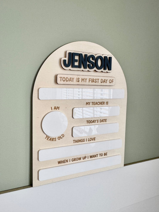 Interchangeable Name First Day/Last Day School Photo Board