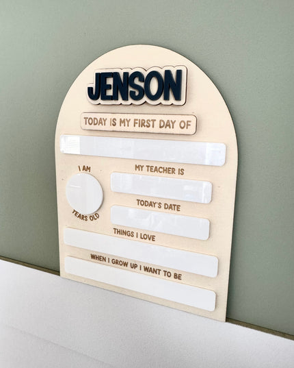 Interchangeable Name First Day/Last Day School Photo Board