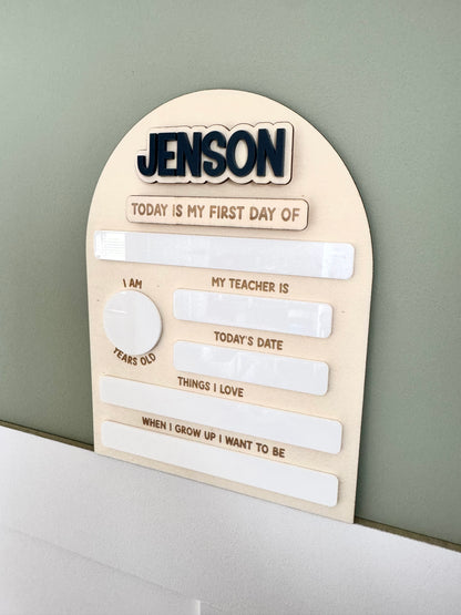 Interchangeable Name First Day/Last Day School Photo Board
