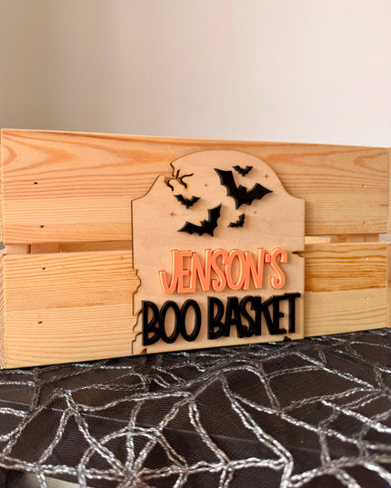Personalised Halloween Boo Basket/Crate Plaque