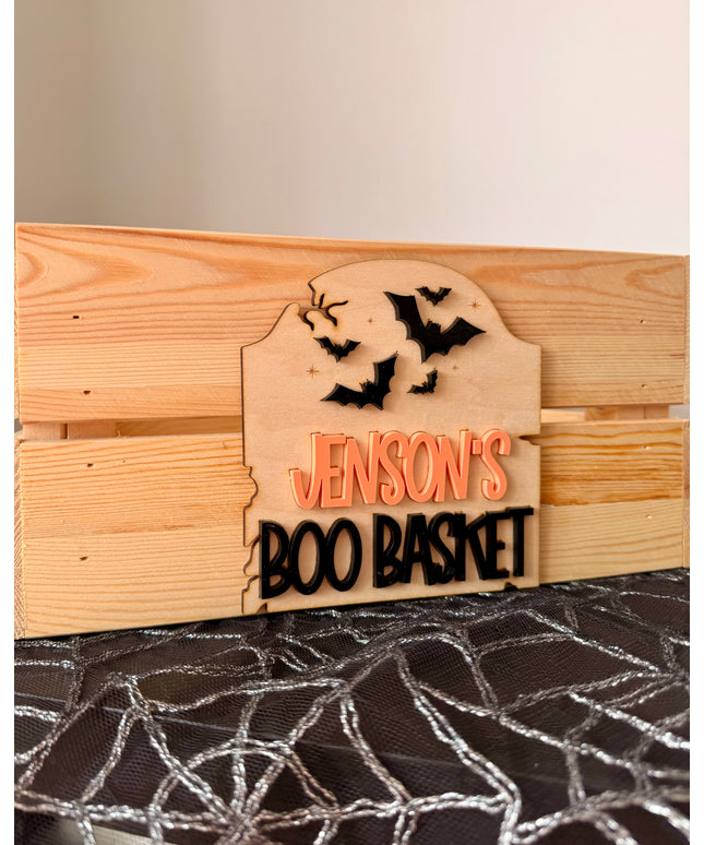 Personalised Halloween Boo Basket/Crate Plaque