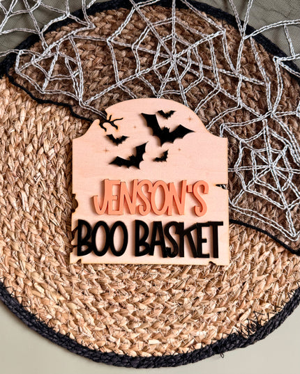 Personalised Halloween Boo Basket/Crate Plaque