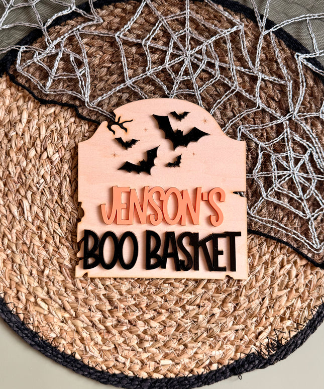 Personalised Halloween Boo Basket/Crate Plaque