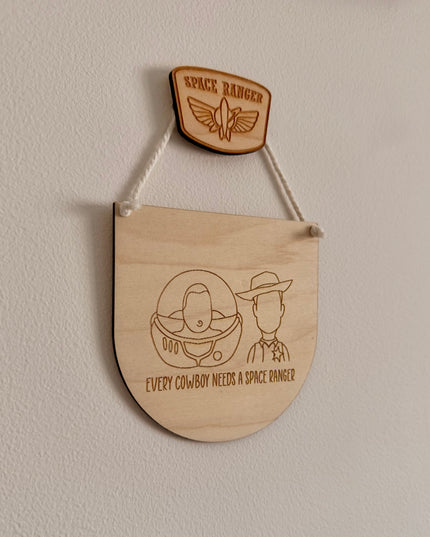 Space Ranger & Cowboy Mini Hanging Pennant