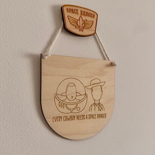 Space Ranger & Cowboy Mini Hanging Pennant