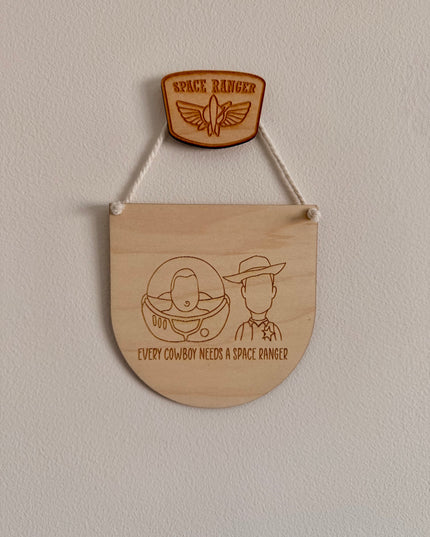 Space Ranger & Cowboy Mini Hanging Pennant
