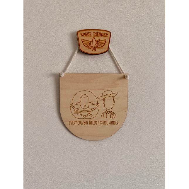 Space Ranger & Cowboy Mini Hanging Pennant