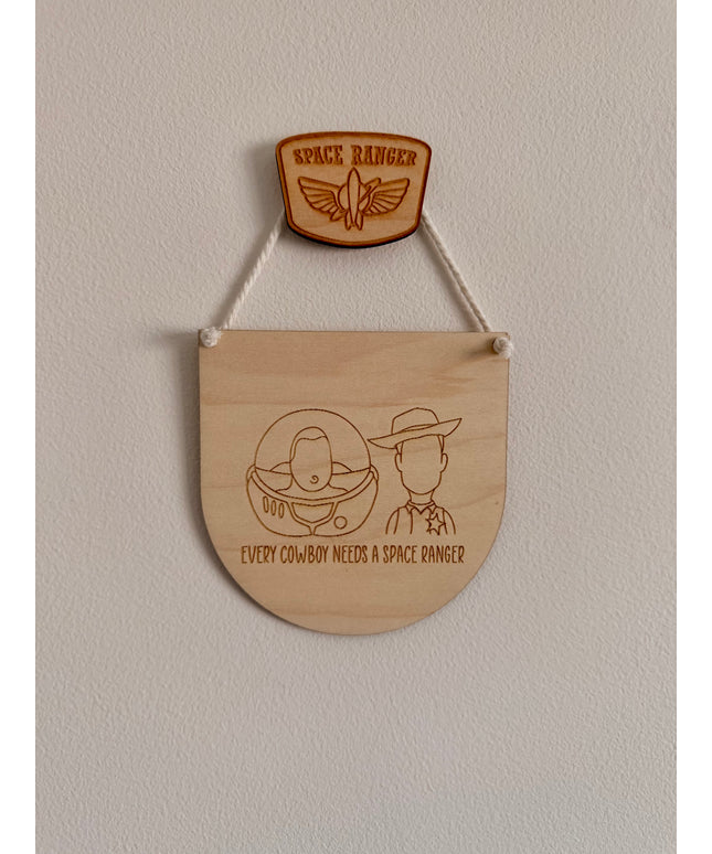 Space Ranger & Cowboy Mini Hanging Pennant