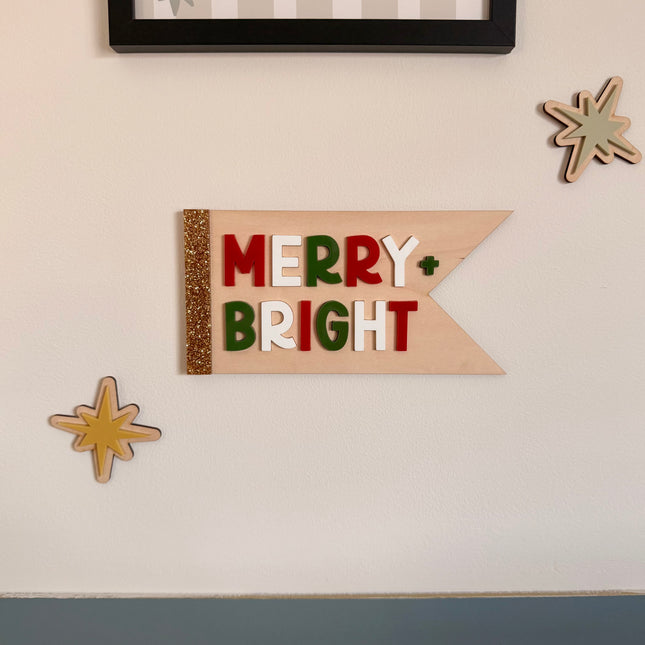 Merry + Bright Christmas Pennant