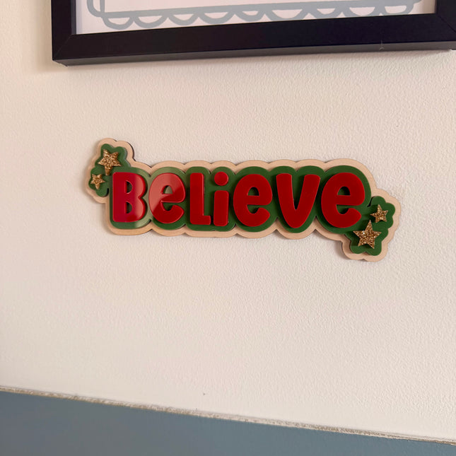 Believe Christmas Wall Sign