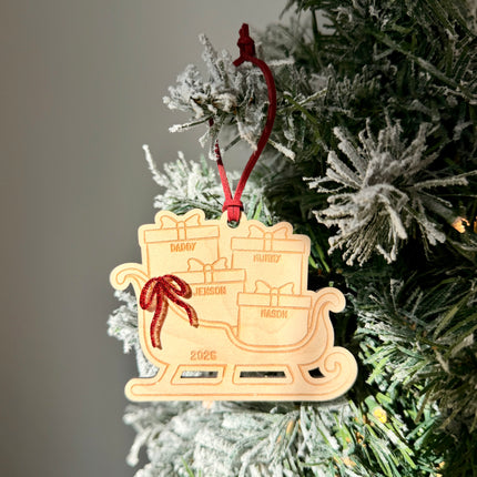 Personalised Family Sleigh Christmas Decoration