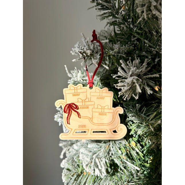 Personalised Family Sleigh Christmas Decoration