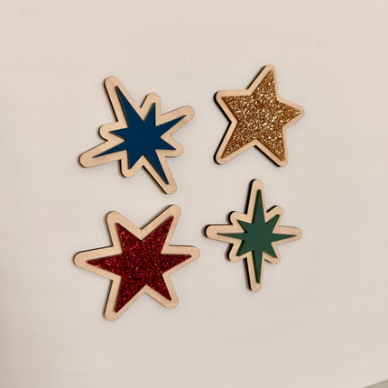 Festive Acrylic Wall Stars - Set of 4