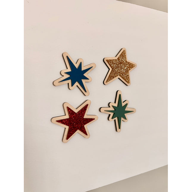 Festive Acrylic Wall Stars - Set of 4