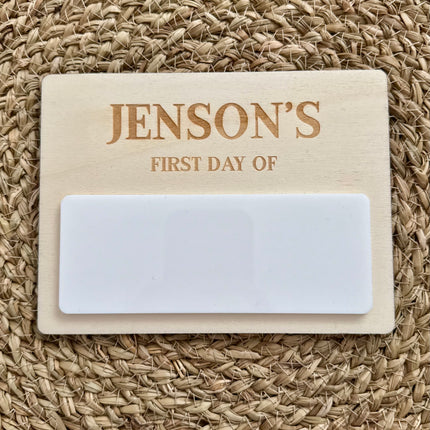 Personalised First Day Board