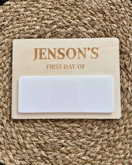 Personalised First Day Board