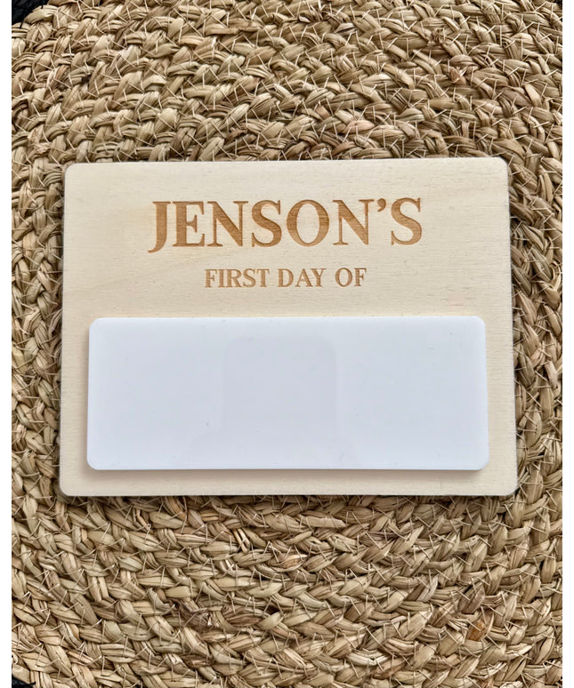 Personalised First Day Board