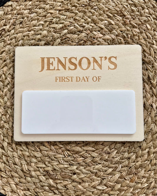 Personalised First Day Board