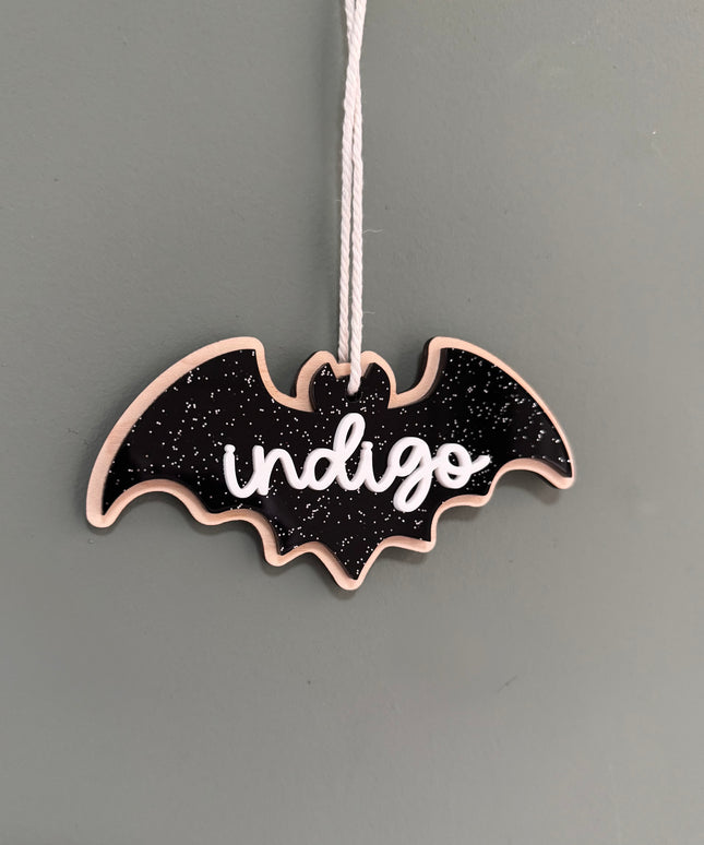 Personalised Glitter Bat Tag