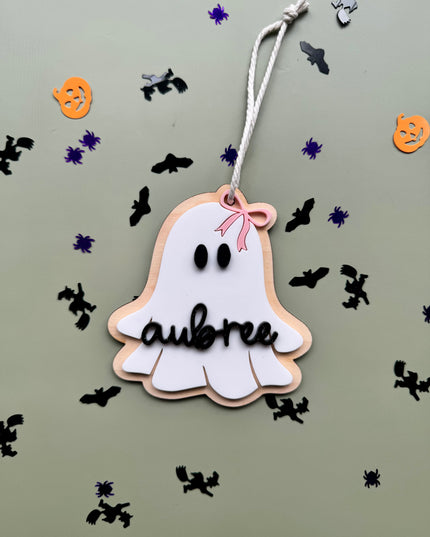 Personalised Bow Ghost Bag Tag