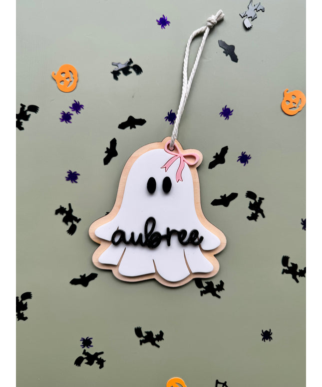 Personalised Bow Ghost Bag Tag