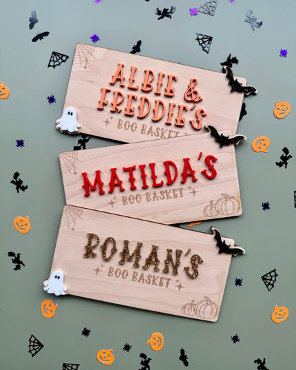Personalised Halloween Boo Basket/Crate Plaque