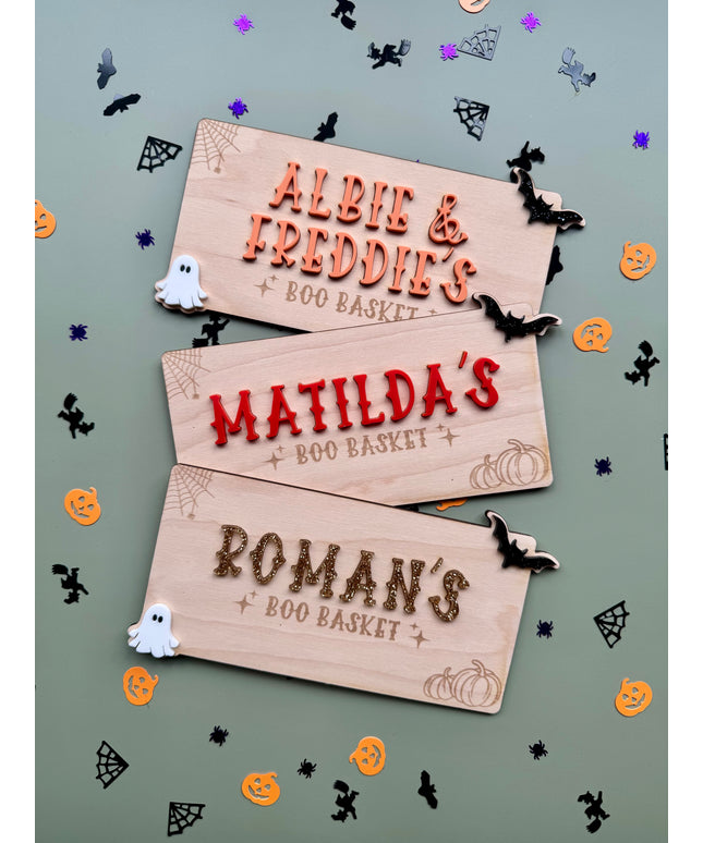 Personalised Halloween Boo Basket/Crate Plaque