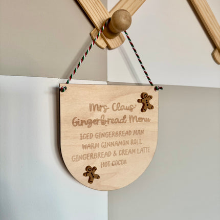 Mrs Claus' Gingerbread Menu Mini Hanging Pennant