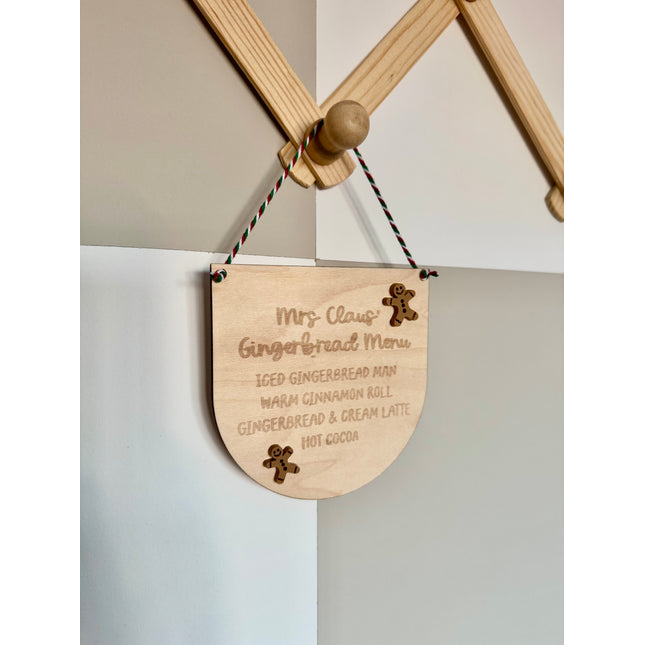 Mrs Claus' Gingerbread Menu Mini Hanging Pennant