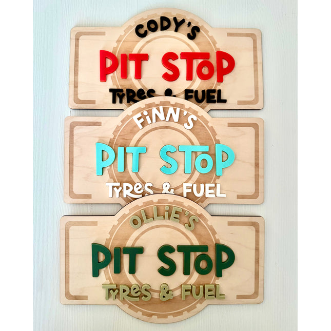 Personalised Pit Stop Sign - Custom Colour