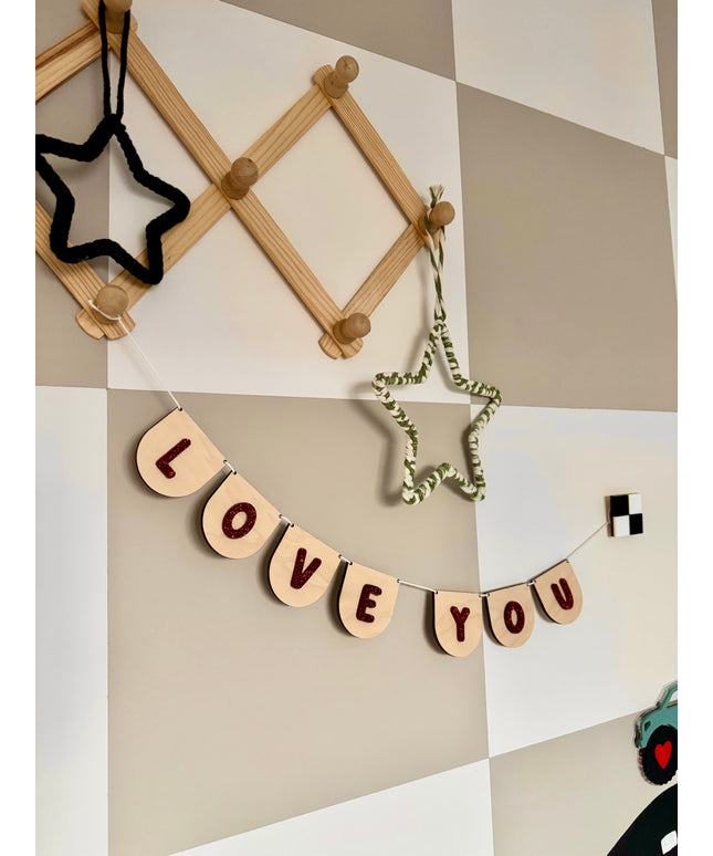 Love You Glitter Mini Bunting