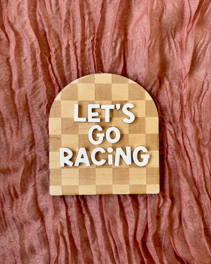 Let's Go Racing Checkerboard Plaque