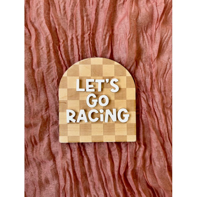 Let's Go Racing Checkerboard Plaque