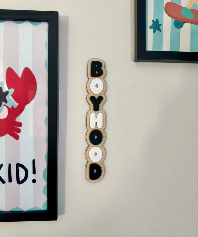 Boyhood Bubble Word Vertical Wall Plaque
