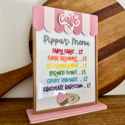 Personalised Acrylic Play Kitchen Menu
