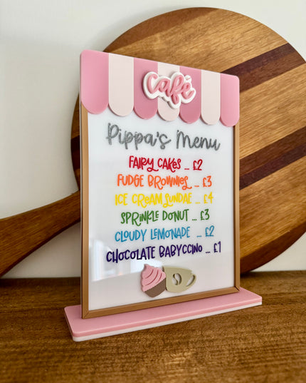 Personalised Acrylic Play Kitchen Menu