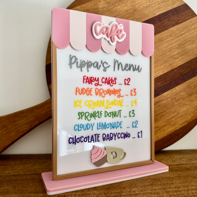 Personalised Acrylic Play Kitchen Menu